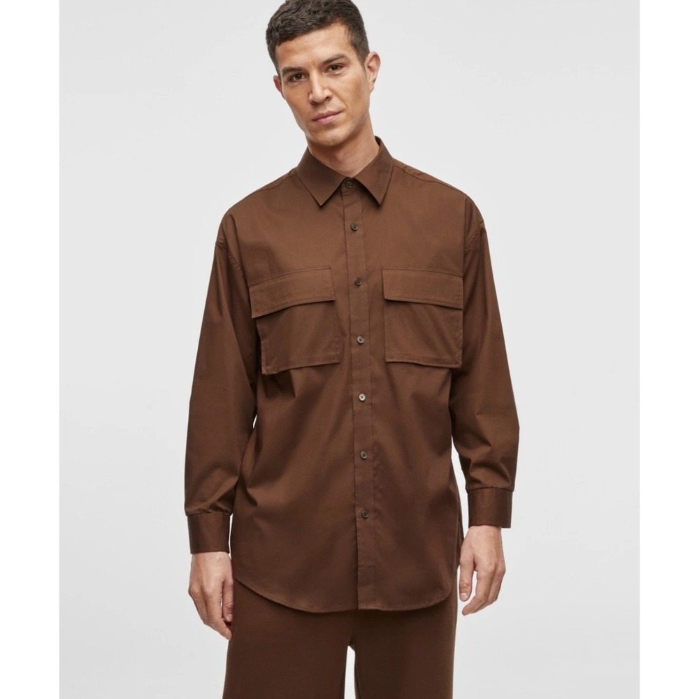 Mode of One Mens Dark Walnut Brown Button Up Utility Shirt XL 100194392MN